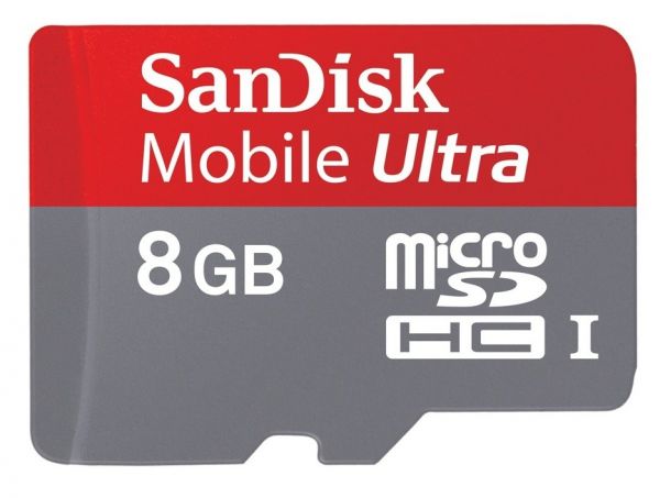 Cartão de Memória MicroSDHC Sandisk Ultra 8GB Class10 + Adap