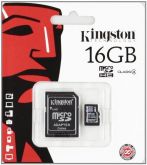 Cartão Memória MicroSD Kingston 16GB + 1 Adaptador  Class4